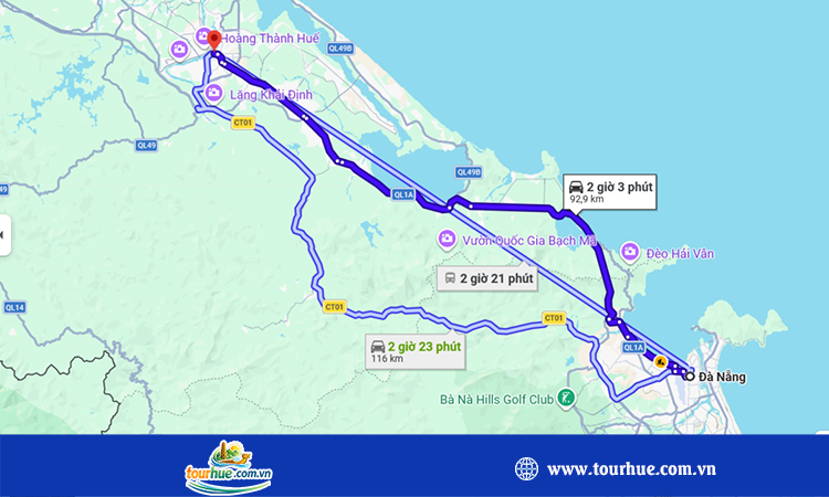 Từ Đà Nẵng đi Huế bao nhiêu km? 